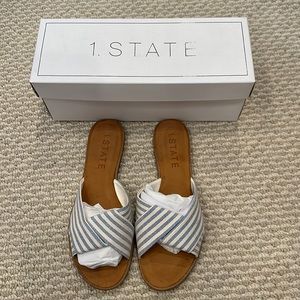 1.STATE Travor Slide Sandal in Blue and White Stripe NWT